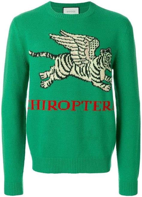 gucci tiger green sweater|Gucci flying tiger sweater.